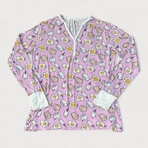 Little Sleepies Breakfast Buddies Pink Long Sleeve Pajama Top. Women’s Medium